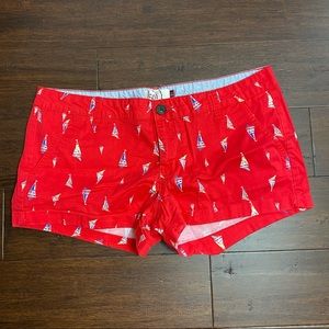 SO Red Cotton Sailboat Print Shorts